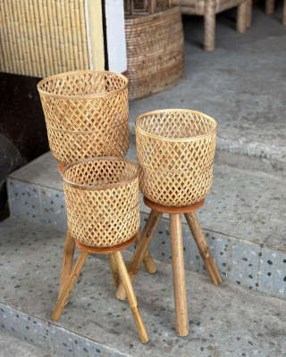 BAMBOO STAND PLANTER (SET OF 3)