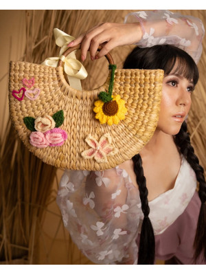 KAUNA NATURAL EMBROIDERED HANDBAG KAUNA NATURAL EMBROIDERED HANDBAG