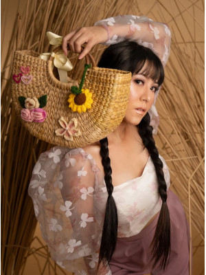 KAUNA NATURAL EMBROIDERED HANDBAG KAUNA NATURAL EMBROIDERED HANDBAG