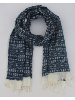 ALL OVER INDIGO MOTIF ERI SILK STOLE (AHIMSA SILK)