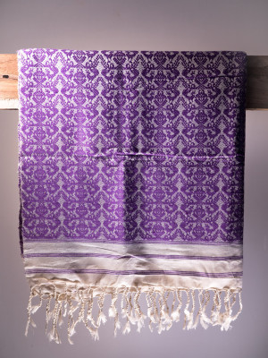 ALL OVER PURPLE MOTIF ERI SILK SHAWL (AHIMSA SILK)  ALL OVER PURPLE MOTIF ERI SILK SHAWL (AHIMSA SILK)