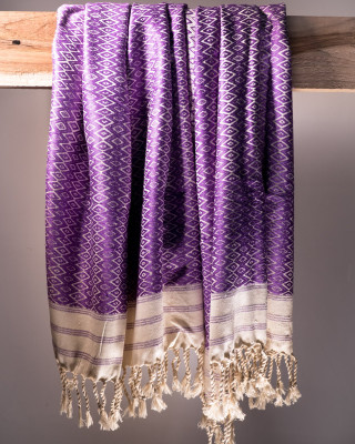ALL OVER PURPLE MOTIF ERI SILK SHAWL (AHIMSA SILK) 