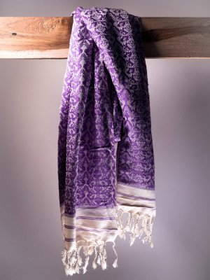 ALL OVER PURPLE MOTIF ERI SILK SHAWL (AHIMSA SILK)  ALL OVER PURPLE MOTIF ERI SILK SHAWL (AHIMSA SILK)