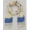 NATURAL ERI SILK STOLE WITH BLUE MOTIFS (AHIMSA SILK)