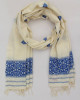 NATURAL ERI SILK STOLE WITH BLUE MOTIFS (AHIMSA SILK)