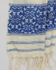 NATURAL ERI SILK STOLE WITH BLUE MOTIFS (AHIMSA SILK)