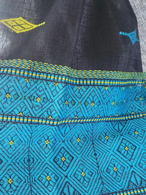 Black Multi Color Handloom Cotton Assam Stole