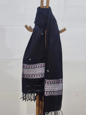 Black Multicolor Cotton Handloom Assam Stole 
