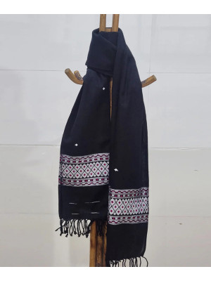 Black Multicolor Cotton Handloom Assam Stole  Black Multicolor Cotton Handloom Assam Stole