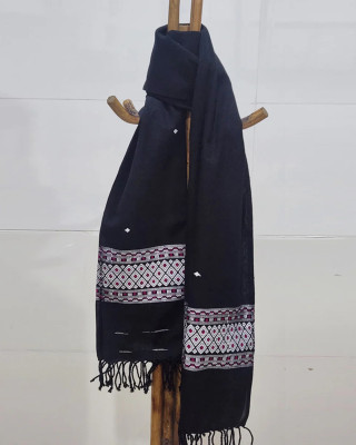 Black Multicolor Cotton Handloom Assam Stole 