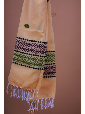 COTTON PALE APRICOT HANDWOVEN STOLE COTTON PALE APRICOT HANDWOVEN STOLE