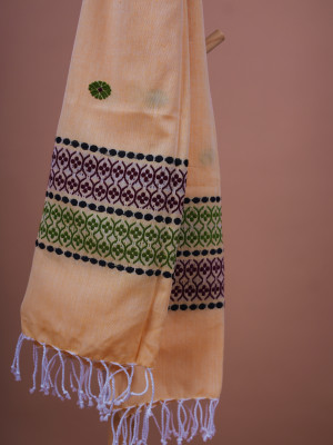 COTTON PALE APRICOT HANDWOVEN STOLE