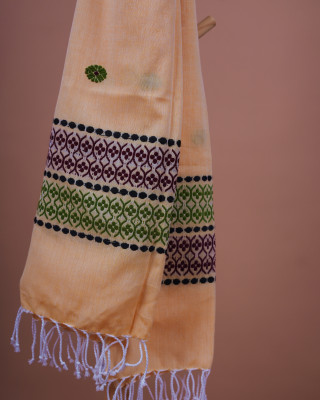 COTTON PALE APRICOT HANDWOVEN STOLE