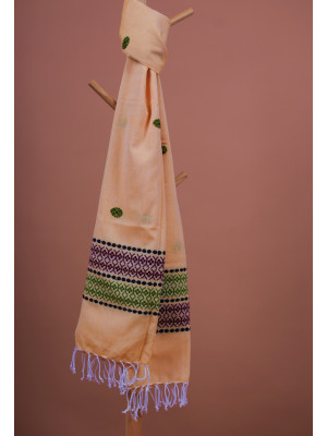 COTTON PALE APRICOT HANDWOVEN STOLE COTTON PALE APRICOT HANDWOVEN STOLE