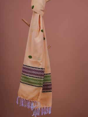 COTTON PALE APRICOT HANDWOVEN STOLE