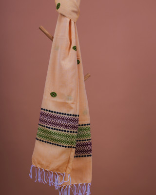 COTTON PALE APRICOT HANDWOVEN STOLE