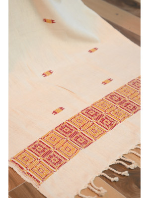 ERI SILK STOLE (AHIMSA SILK) WITH RED MOTIFS