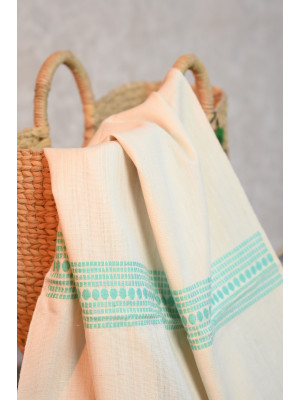 ERI SILK STOLE (AHIMSA SILK) WITH SEA GREEN MOTIFS