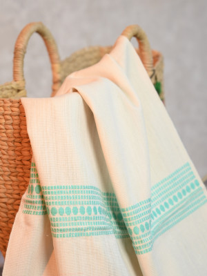 ERI SILK STOLE (AHIMSA SILK) WITH SEA GREEN MOTIFS