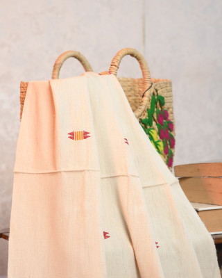 ERI SILK STOLE (AHIMSA SILK) WITH RED MOTIFS
