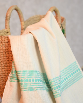 ERI SILK STOLE (AHIMSA SILK) WITH SEA GREEN MOTIFS