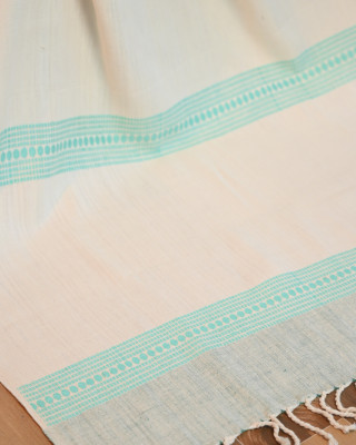 ERI SILK STOLE (AHIMSA SILK) WITH SEA GREEN MOTIFS