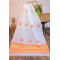 White Cotton Handloom stole with Orange motifs