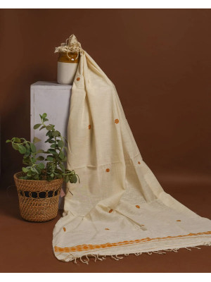 ERI SILK STOLE ORANGE BORDER