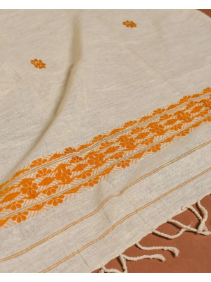 ERI SILK STOLE ORANGE BORDER ERI SILK STOLE ORANGE BORDER