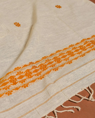 ERI SILK STOLE ORANGE BORDER ERI SILK STOLE ORANGE BORDER