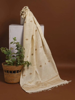 ERI SILK STOLE GOLDEN BORDER