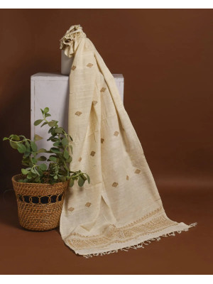 ERI SILK STOLE GOLDEN BORDER ERI SILK STOLE GOLDEN BORDER