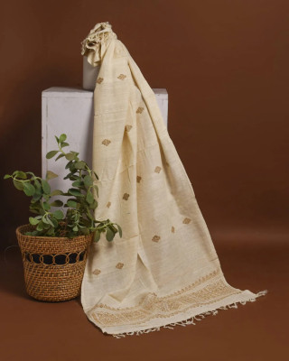 ERI SILK STOLE GOLDEN BORDER ERI SILK STOLE GOLDEN BORDER