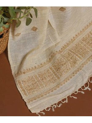 ERI SILK STOLE GOLDEN BORDER ERI SILK STOLE GOLDEN BORDER