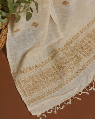 ERI SILK STOLE GOLDEN BORDER ERI SILK STOLE GOLDEN BORDER