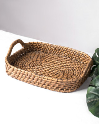 Cane Wooden Wicker Tray