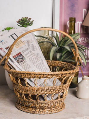 CANE BASKET WITH HANDLE CANE BASKET WITH HANDLE