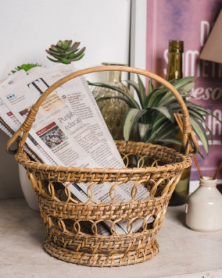 CANE BASKET WITH HANDLE