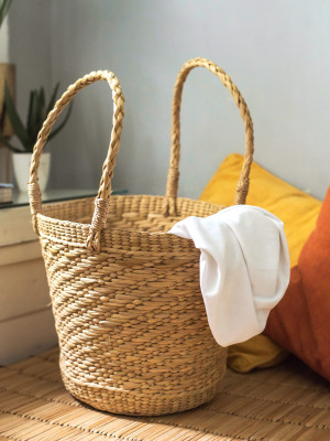 Handmade Round Kauna Marketing Basket