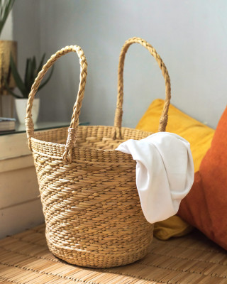 Handmade Round Kauna Marketing Basket
