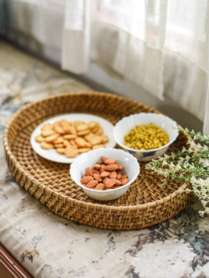 BAMBOO ROUNDED CANE TRAY (Set of 3) BAMBOO ROUNDED CANE TRAY (Set of 3)