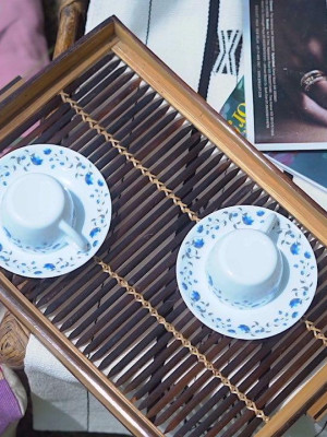 Bamboo Natural Black Pattern Tray