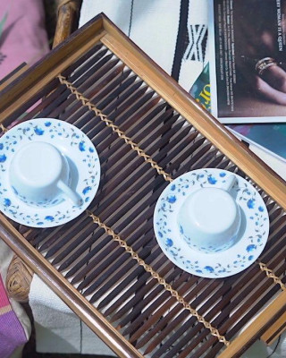 Bamboo Natural Black Pattern Tray