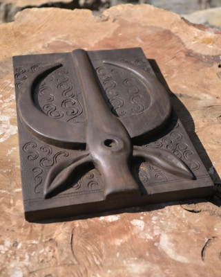 Exotic Naga Gamari Wood Panel [Mithun Head]