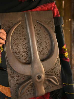 Exotic Naga Gamari Wood Panel [Mithun Head]