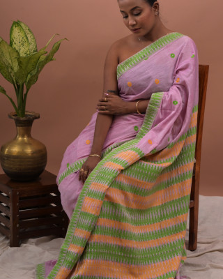 COTTON LAVENDER HANDWOVEN SAREE
