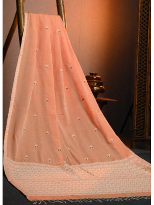 Peach Cotton Handloom Saree