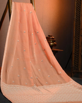 Peach Cotton Handloom Saree