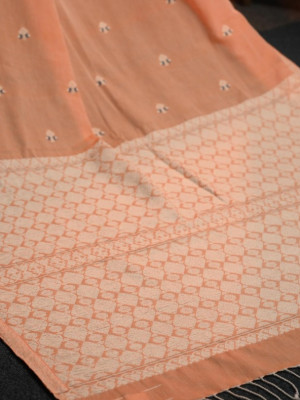 Peach Cotton Handloom Saree