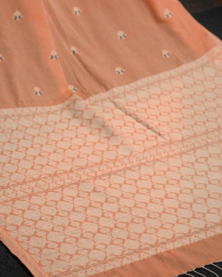 Peach Cotton Handloom Saree Peach Cotton Handloom Saree